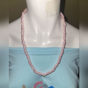 Vintage Light Pink Twisted Faux Pearl Necklace